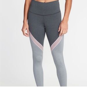 Old Navy Women's Active Go Dry Gray-Pink Color Block Full Length Leggings Large